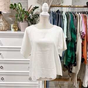 Anne Klein | White Line Short Sleeve Top size Medium NWT